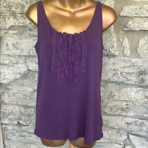 Purple Ruffle Front Top